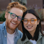 Couple wearing glasses