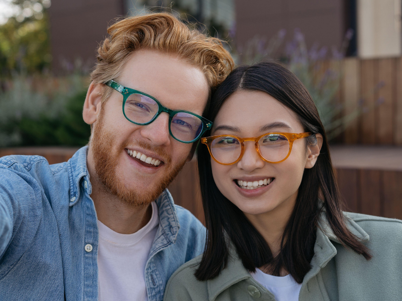Couple wearing glasses