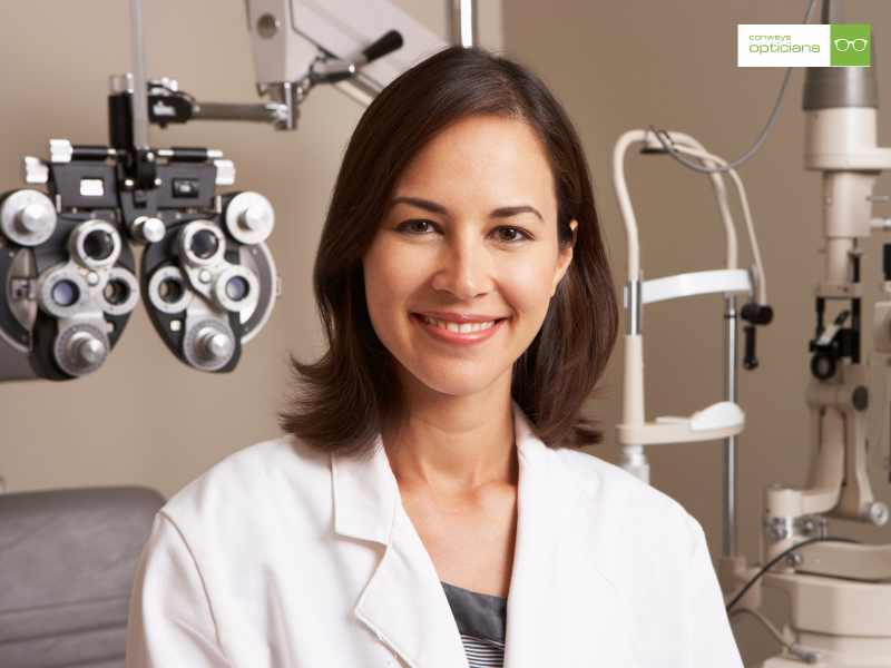 Optician smiling